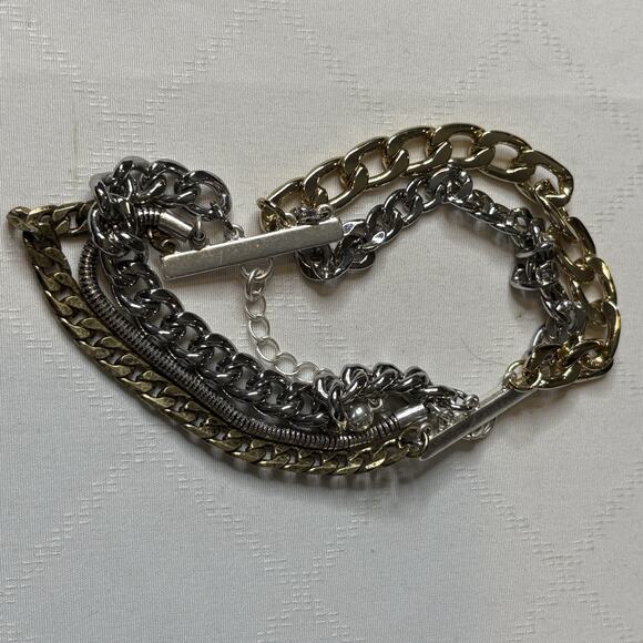 Jenny Bird Five Chain Silver Gold Bracelet Iconic Boho Chunky Lagenlook Vibes - Picture 8 of 14